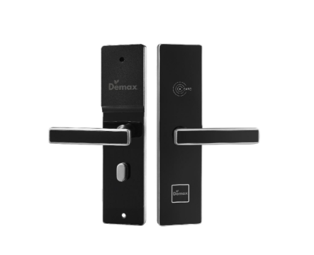 Khoá thẻ từ Demax EHL605 SBS Đen Viền Đen Bạc có tích hợp đầu đọc thẻ của Đức