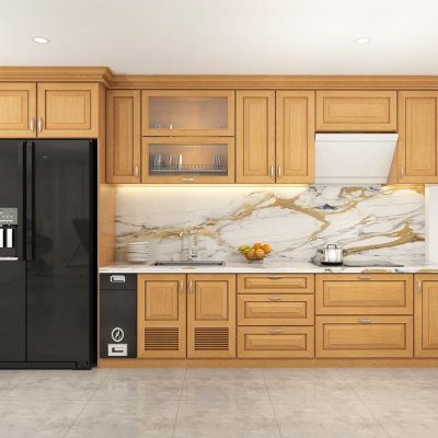 Tủ bếp gỗ sồi Nga mẫu mới 40