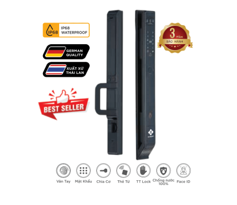 Khóa cửa nhôm thông minh Hubert HB CN78 Luxury App wifi, Face ID Khóa cửa nhôm thông minh Hubert HB CN78 Luxury App wifi, Face ID