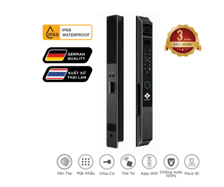 Khóa vân tay cửa nhôm Hubert HB CN85F Luxury App wifi, Face ID Khóa vân tay cửa nhôm Hubert HB CN85F Luxury App wifi, Face ID