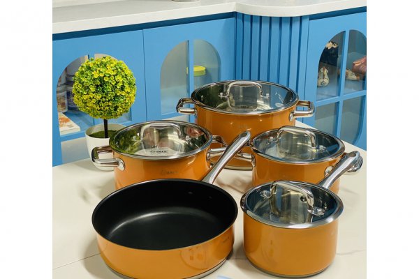 Bộ nồi từ chảo 5 món cao cấp màu cam ARBER - AN05SMC