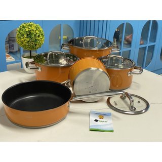 Bộ nồi từ chảo 5 món cao cấp màu cam ARBER - AN05SMC