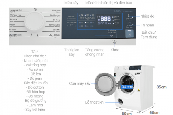 Máy sấy thông hơi Electrolux EDV854J3WB