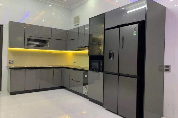 Tủ bếp Inox 304, cánh kính 5