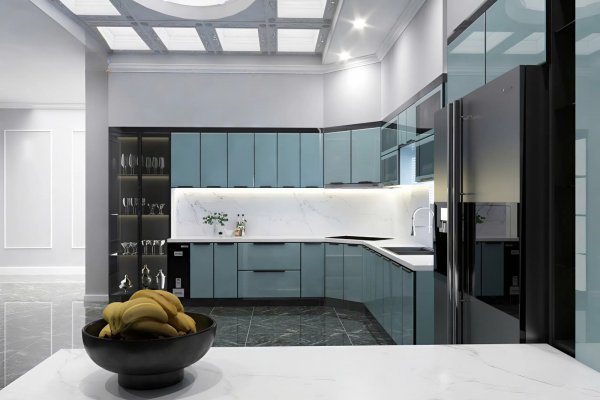 Tủ bếp Inox 304, cánh kính 4