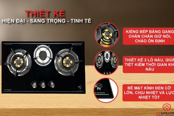 Bếp gas âm 3 lò Eurosun EU-GA378