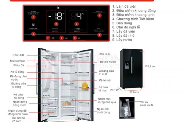 Tủ Lạnh Side By Side Bosch KAD93ABEP Series 6 – Dung tích 562L
